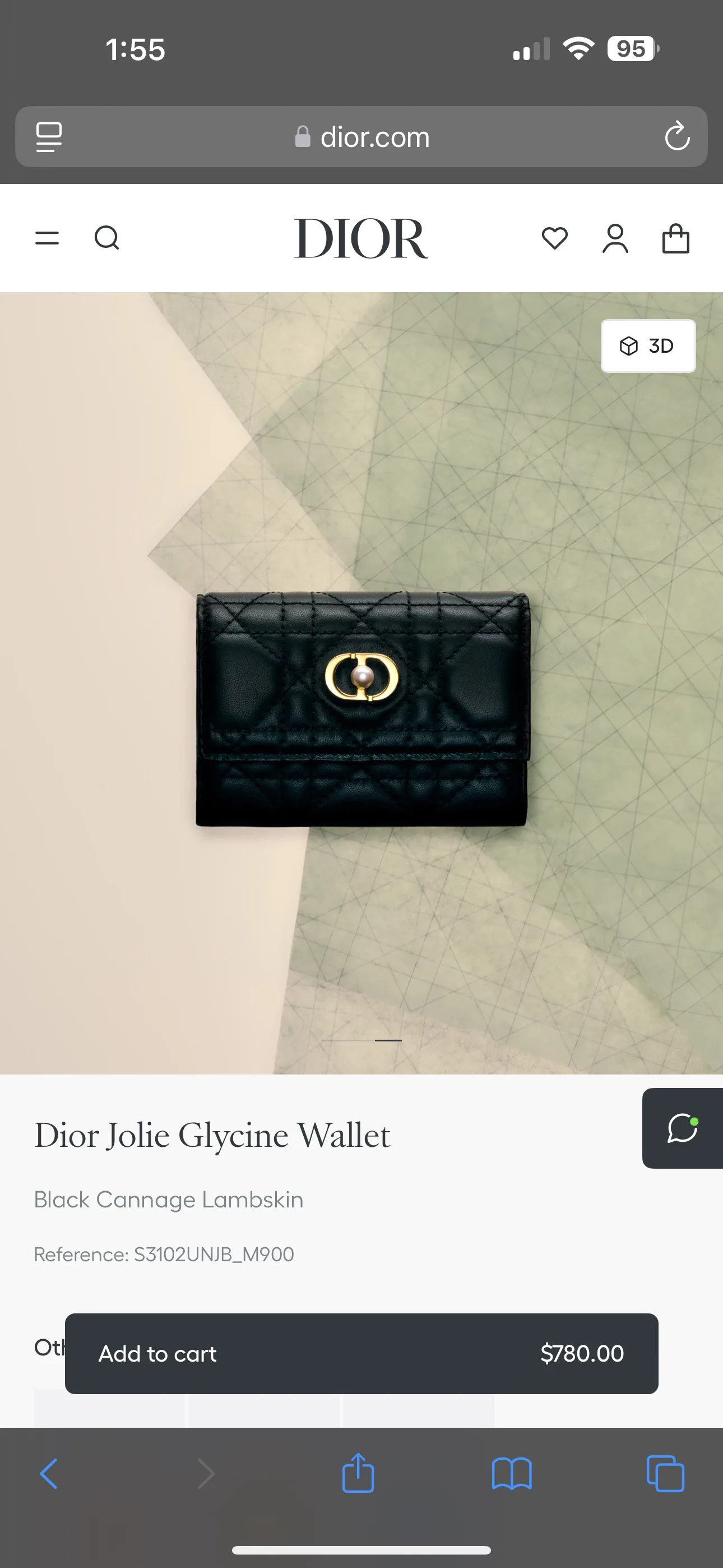 Brand New Dior Black Lambskin Jolie Glycine Wallet image indicator(8)