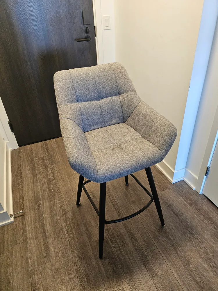 2 Grey Counter Stools with metal Black Legs thumbnail