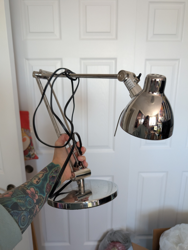 Chrome Desk Lamp, Adjustable Arm