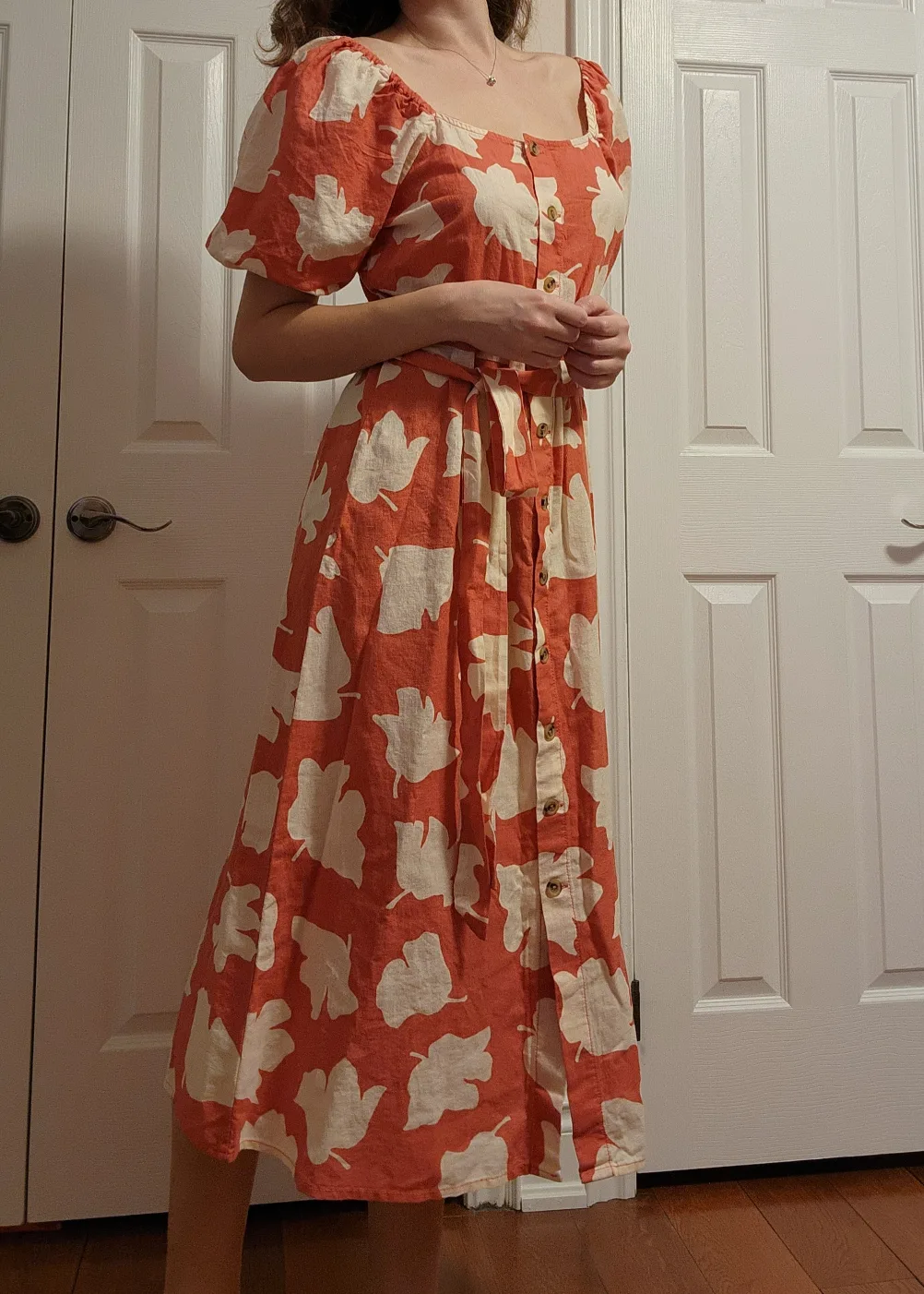 linen-blend midi dress image indicator(2)