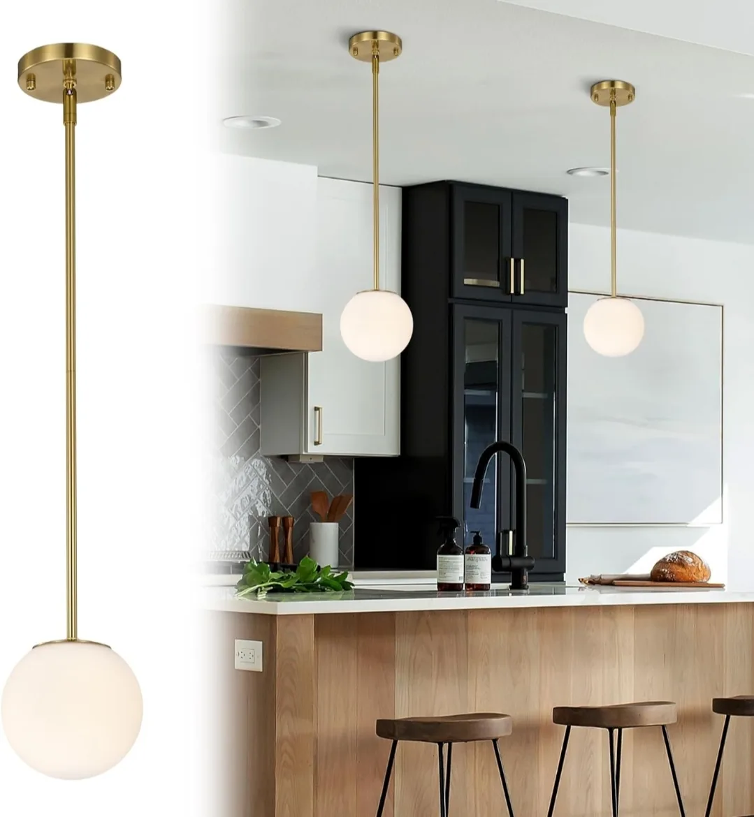 Mid-Century Modern Brass Pendant Light Fixture thumbnail