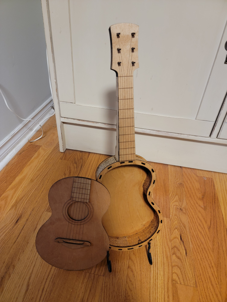 Laser Cut Wooden Acoustic Guitar Fancy Storage Box