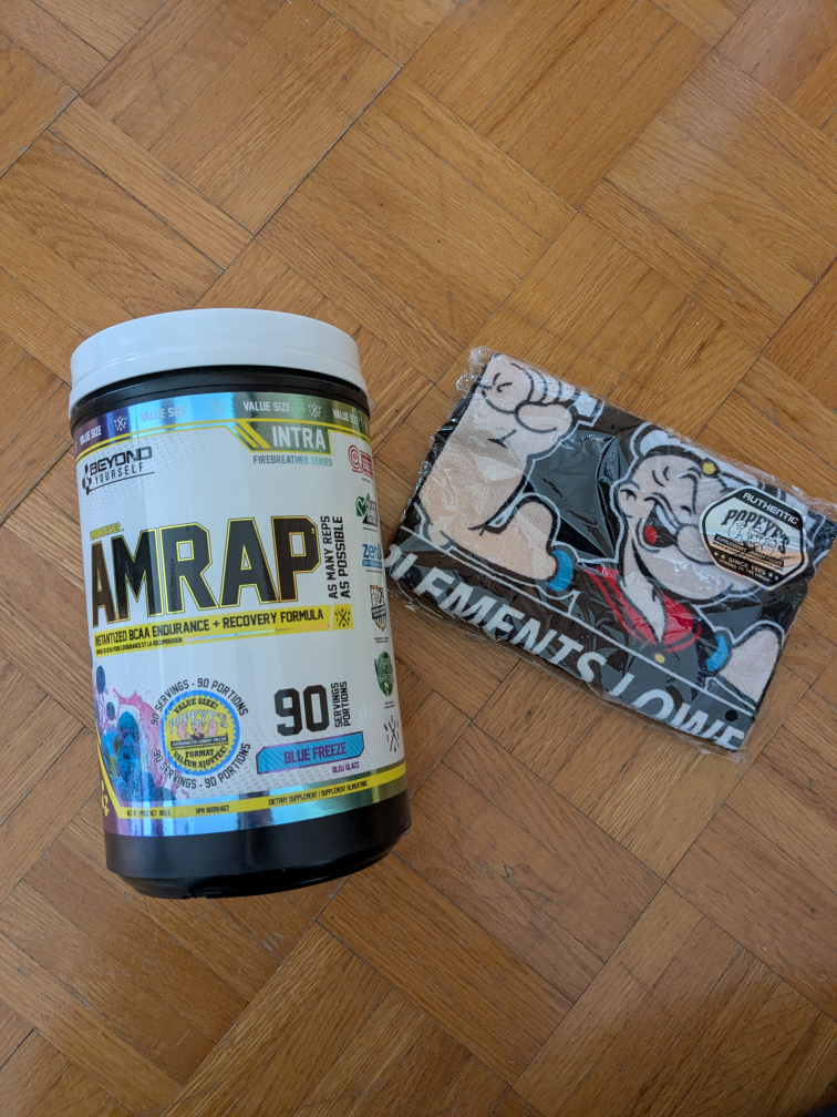 Intra-workout Supplement (opened) + Popeyes Towel