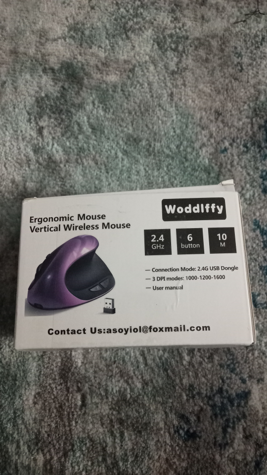 Ergonomic Black/Purple Wireless Mouse - photo 2
