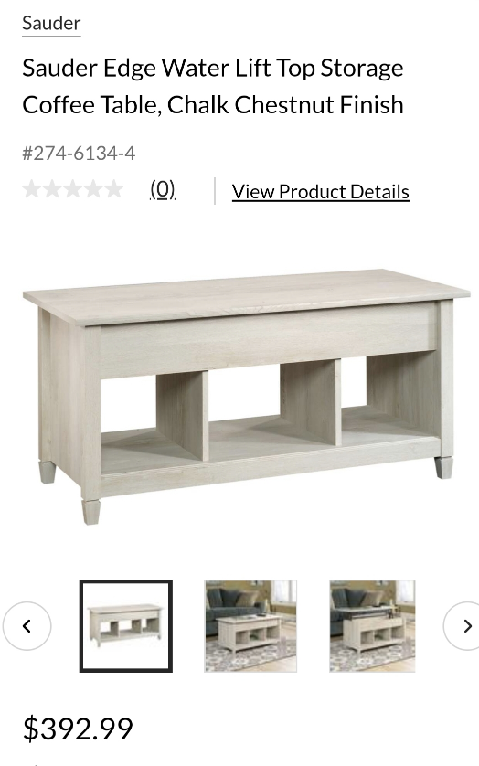 Sauder Edge Water Lift Top Coffee Table - Chalk Chestnut - photo 4