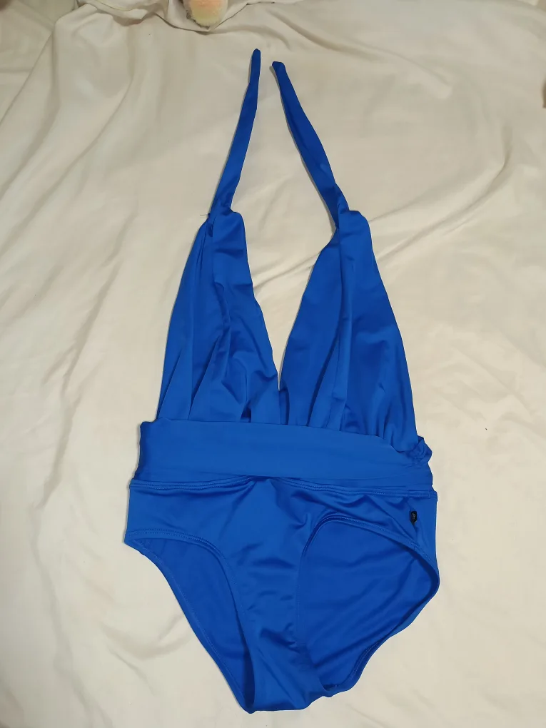 Royal Blue Halter One-Piece Swimsuit image indicator(2)