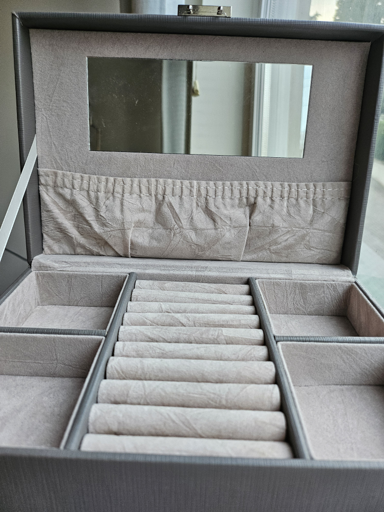 Large Grey Jewellery Box Organizer with Mirror - photo 2