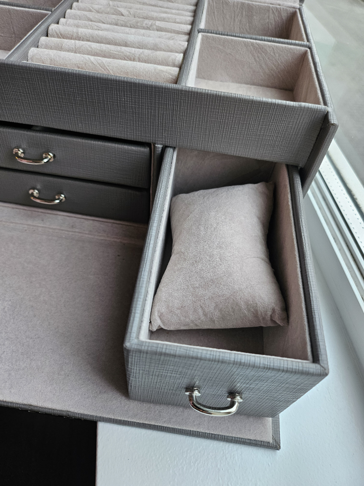 Large Grey Jewellery Box Organizer with Mirror - photo 4