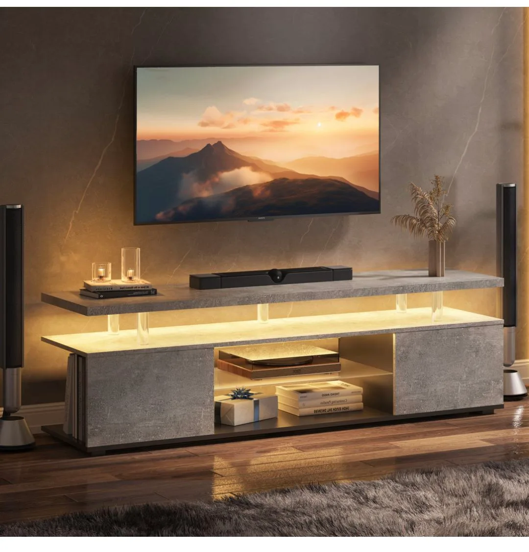 LED TV stand, grey with black -New in Box image indicator(5)