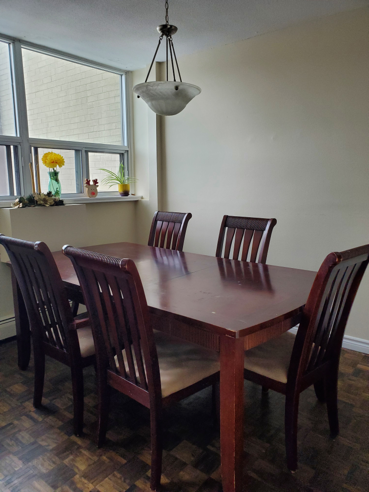 6-Piece Dining Set - Dark Wood Table and Chairs