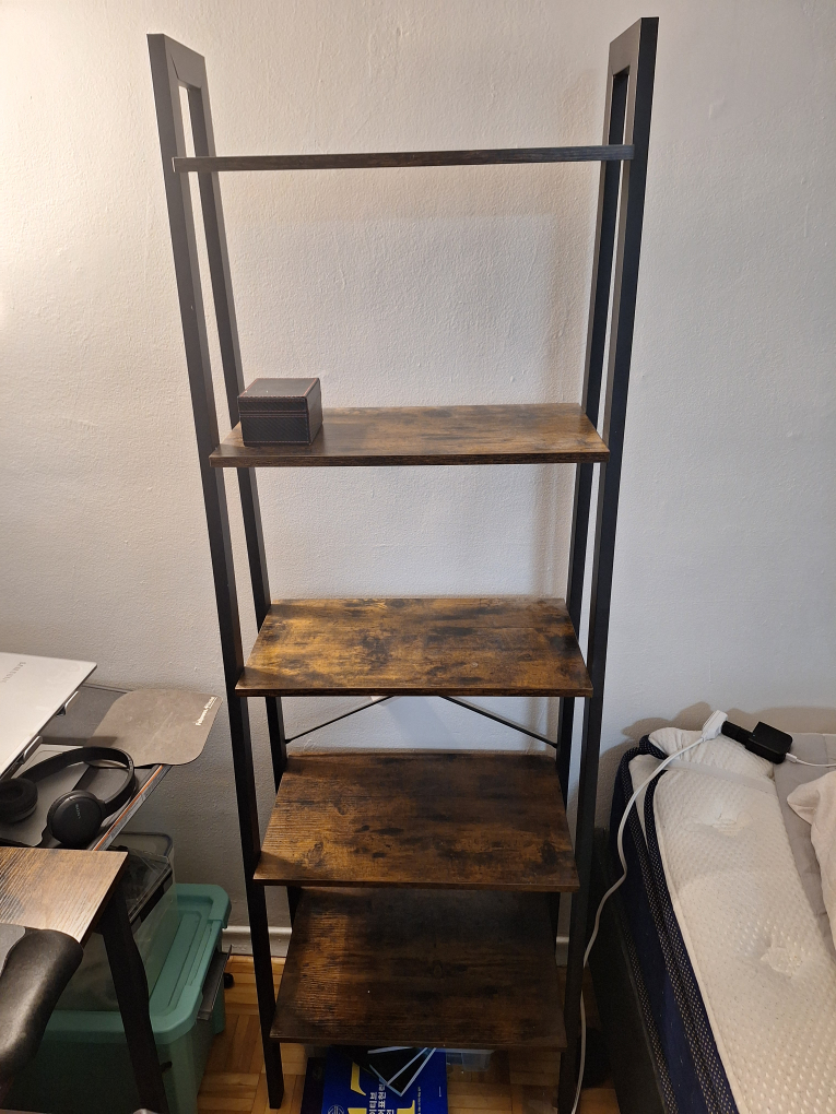 Rustic 5-Tier Ladder Shelf - Industrial Style Bookcase