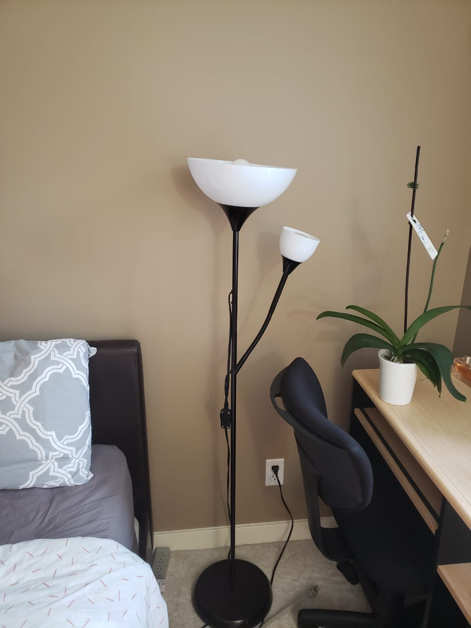 Floor lamp with two lights