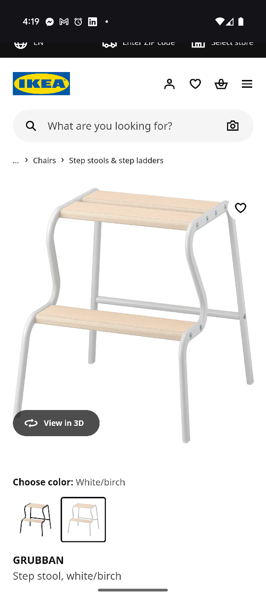 IKEA GRUBBAN Step Stool White/Birch