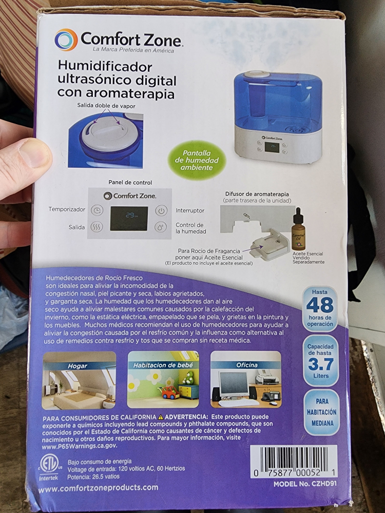 Comfort Zone Ultrasonic Humidifier with Aromatherapy - photo 2