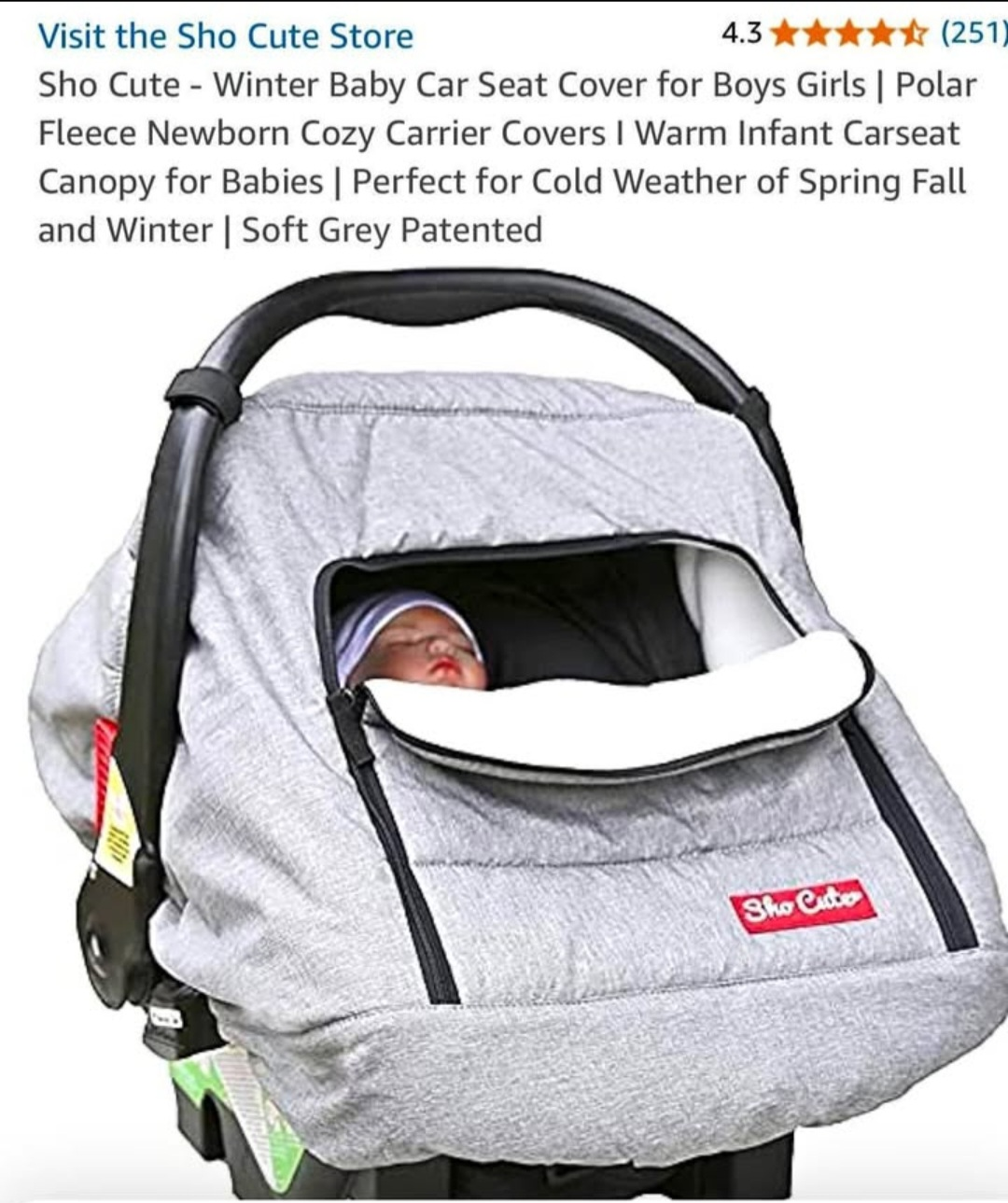 Sho Cute Winter Baby Car Seat Cover