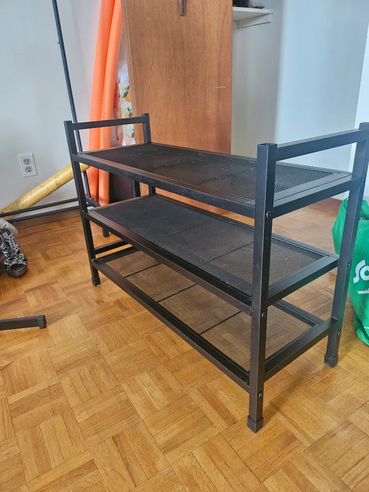Black Metal 3-Tier Shoe Rack thumbnail