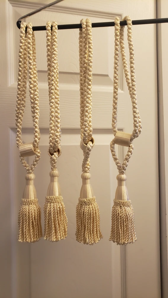 Set of Four Cream-Colored Curtain Tassels