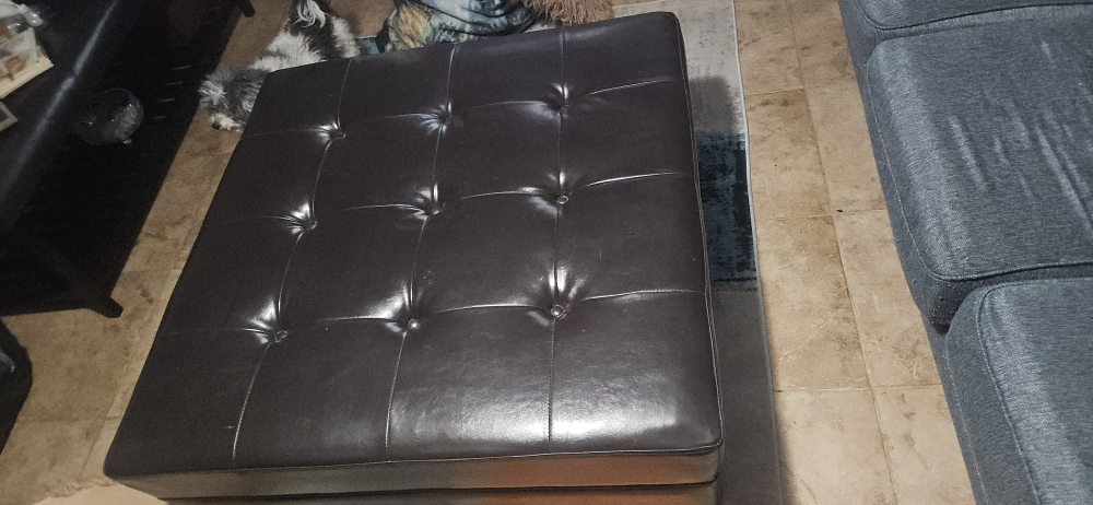 Dark Brown Leather Ottoman Coffee Table
