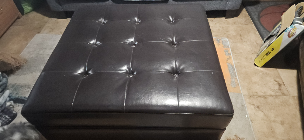 Dark Brown Leather Ottoman Coffee Table - photo 2