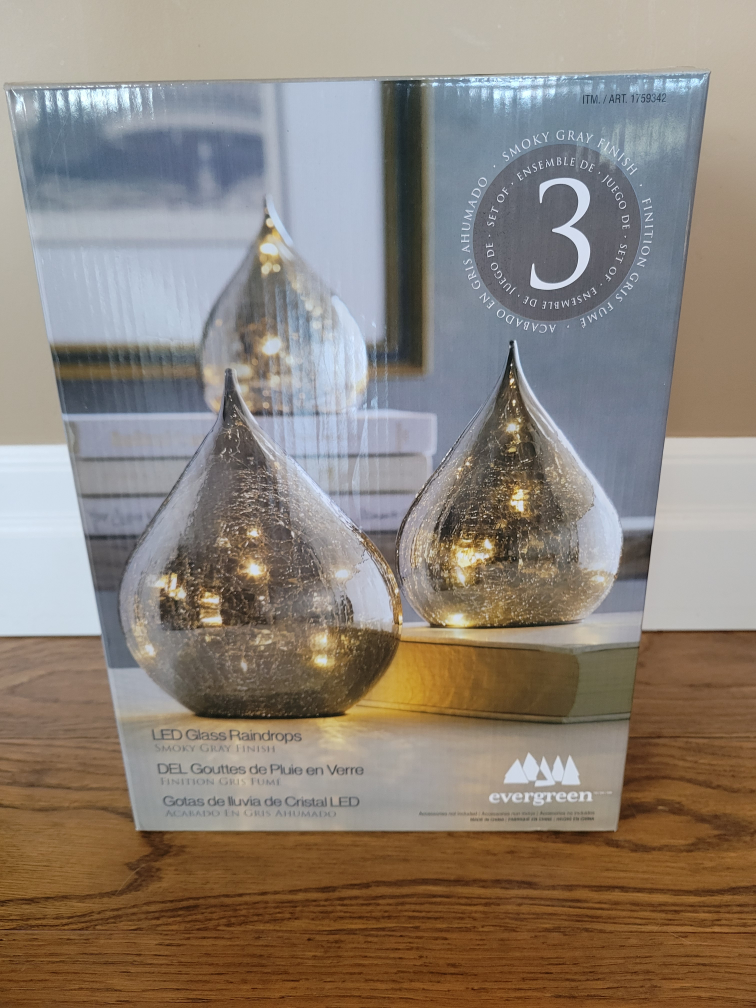 Evergreen LED Glass Raindrops - Set of 3