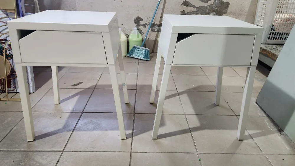 Pair of White IKEA MALM bedside tables image indicator(3)