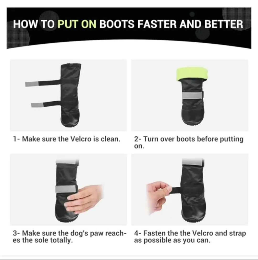 Dog Boots - Set of 4 - Waterproof, Reflective, Velcro Closure image indicator(4)