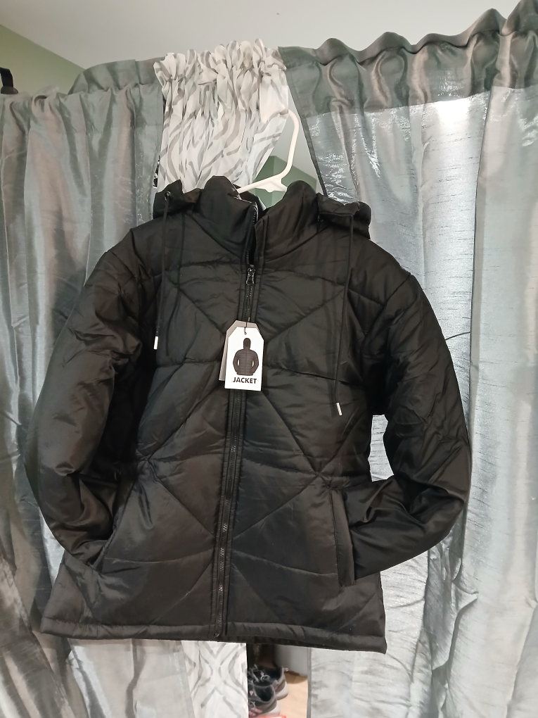 Black Puffer Jacket with Hood
