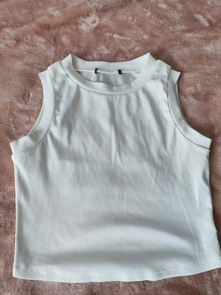 White Ribbed Crop Top