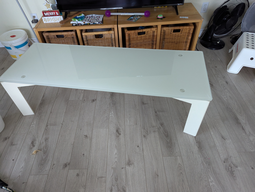 Modern White Glass Top Coffee Table