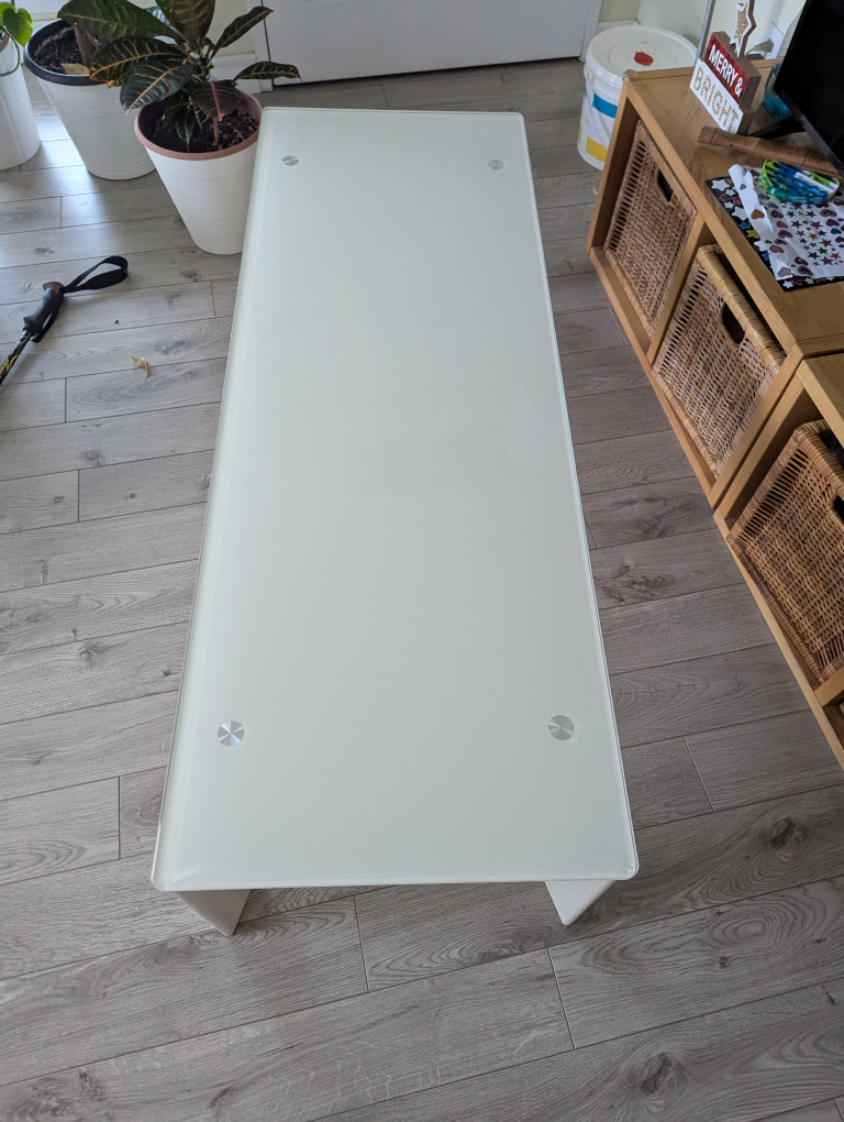 Modern White Glass Top Coffee Table - photo 2