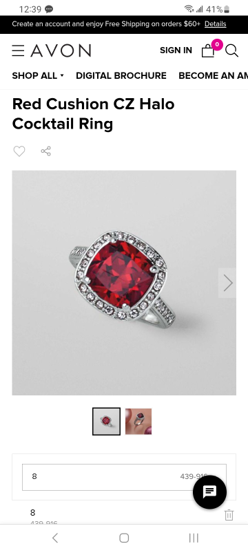 Avon Red Cushion CZ Halo Cocktail Ring - Size 8 - photo 3