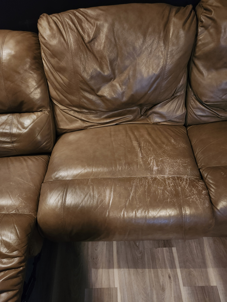 Beige Leather Reclining Sectional - photo 3