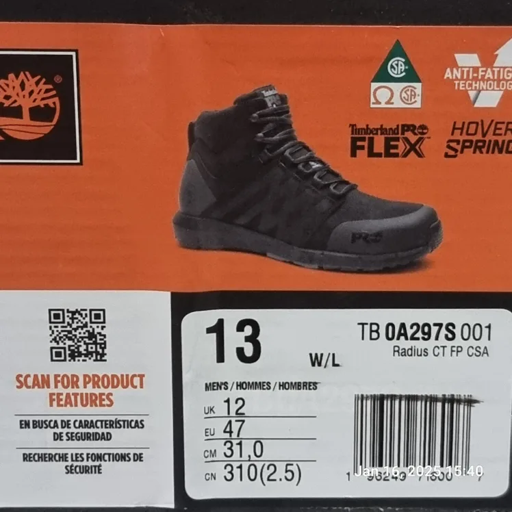 Timberland Pro Men's Radius CT FP CSA Black Boots - Size 12 UK image indicator(3)