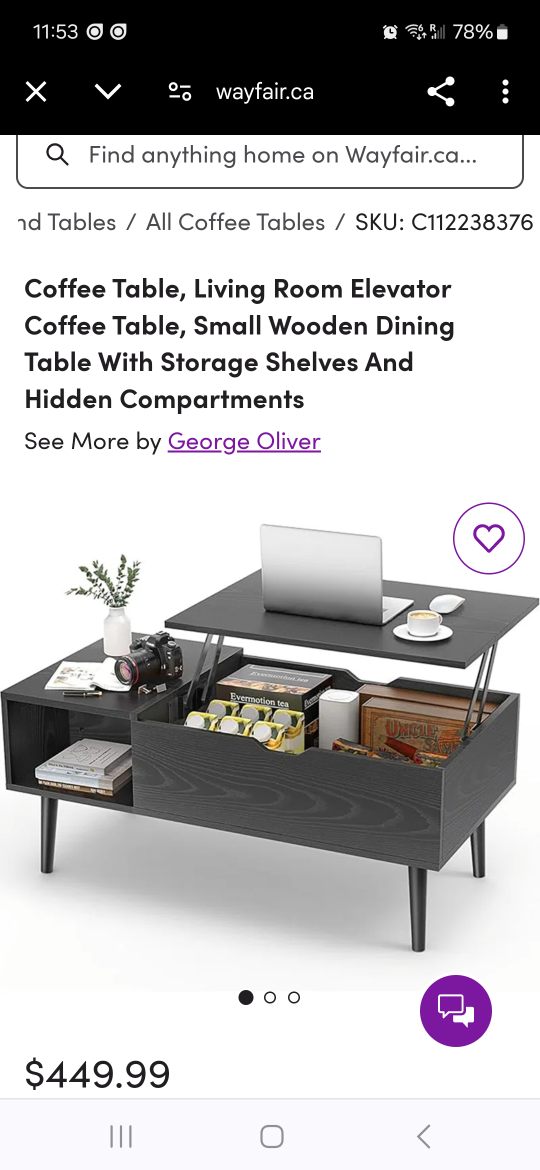 MOVE OUT SALE- George Oliver Coffee Table with Lift Top