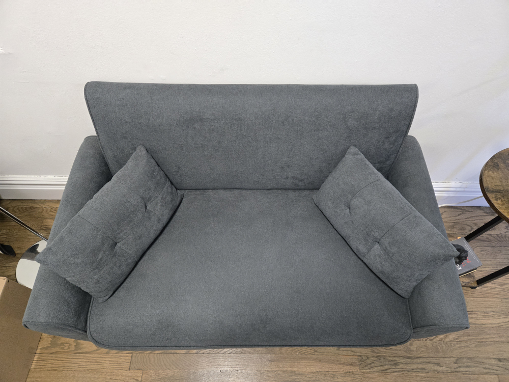 Dark Gray Rolled Arm Loveseat with Two Pillows - photo 4