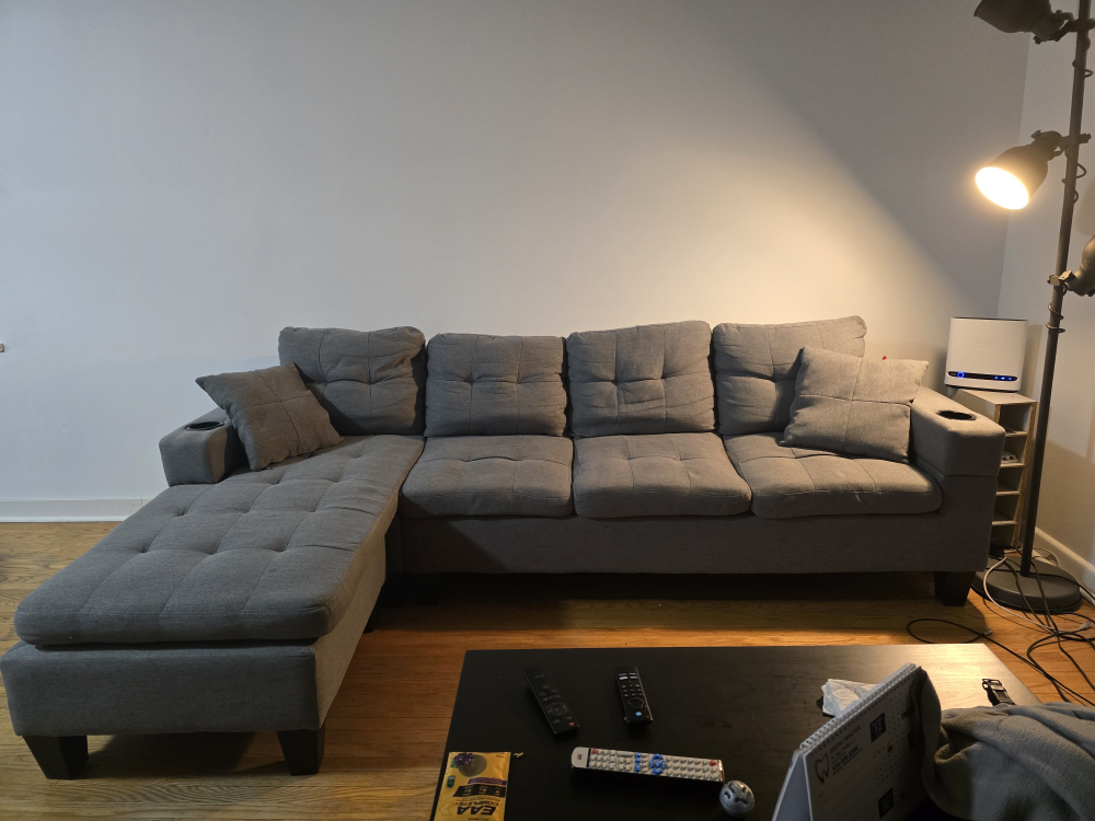 Grey Sectional Sofa with Ottoman