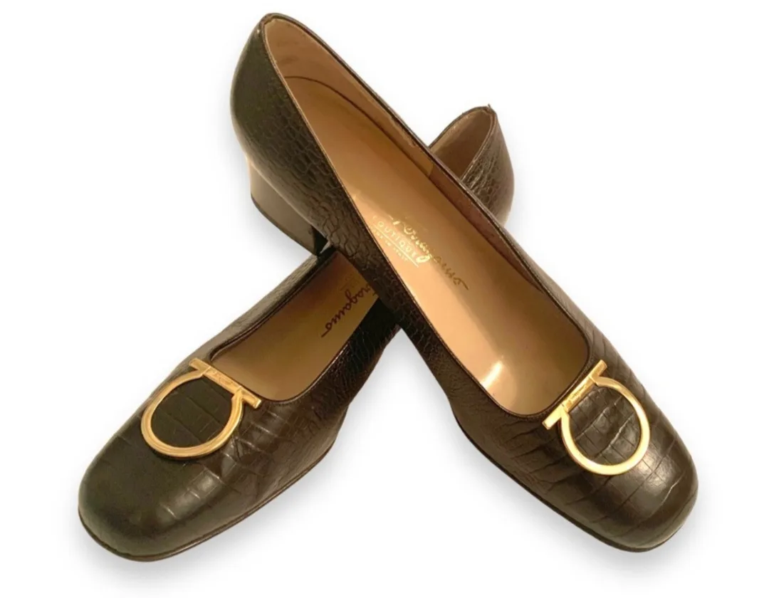 Salvatore Ferragamo Women's Brown Leather Heels thumbnail