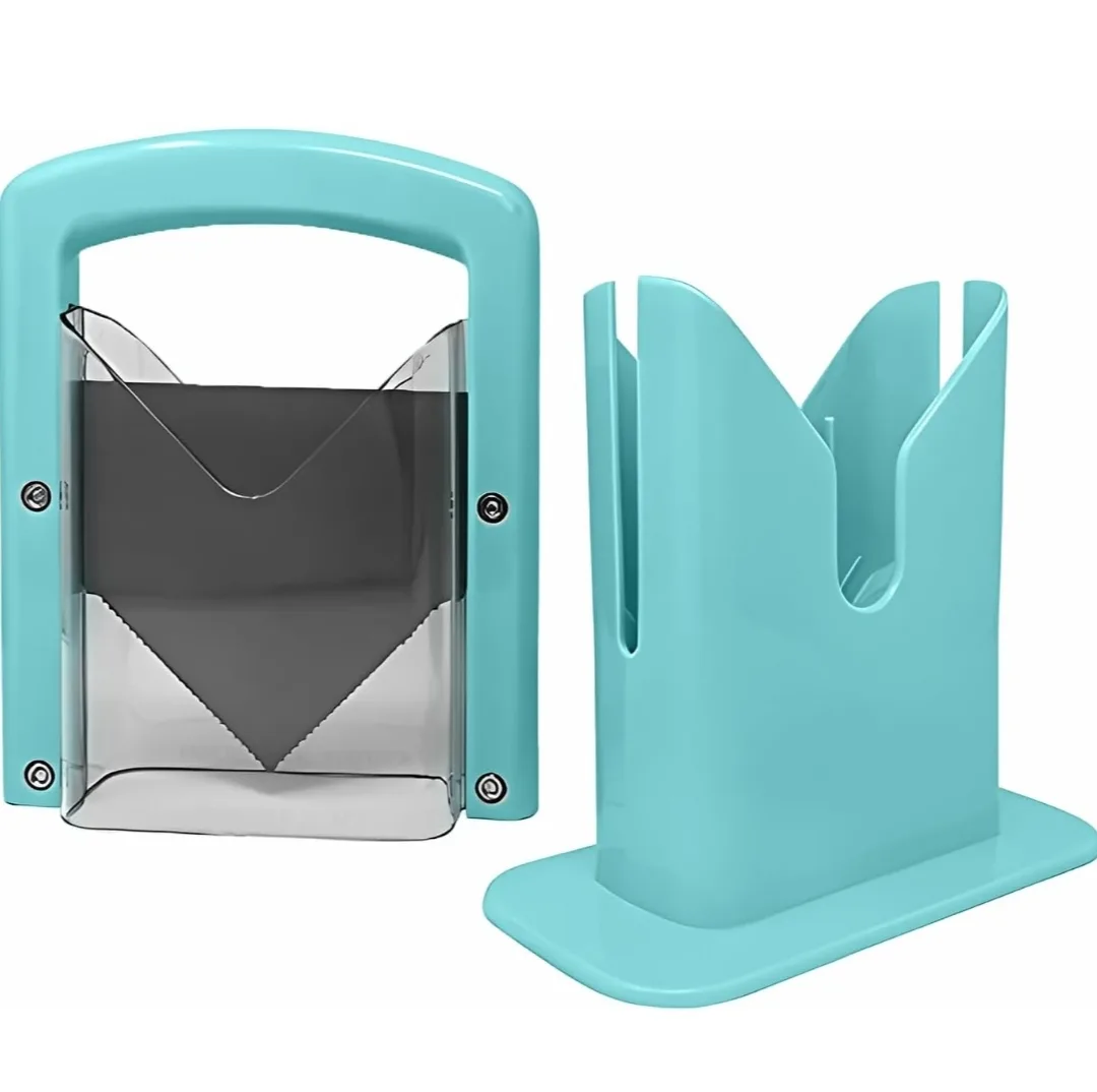 Stainless Steel Bagel Slicer with Safety Handle - Aqua Sky image indicator(5)