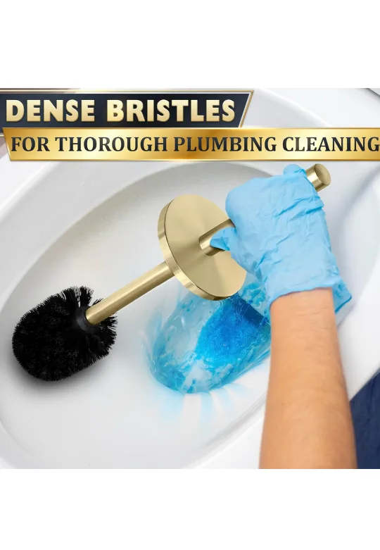 Gold Toilet Brush and Holder Set image indicator(5)