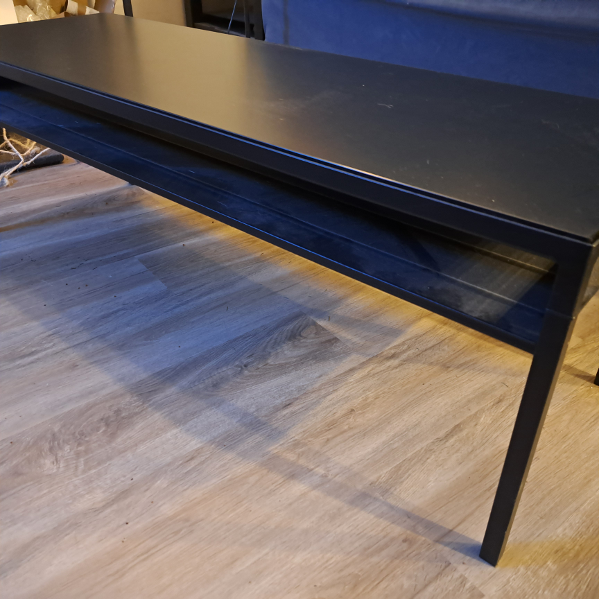 Black Metal Coffee Table with Shelf - photo 2