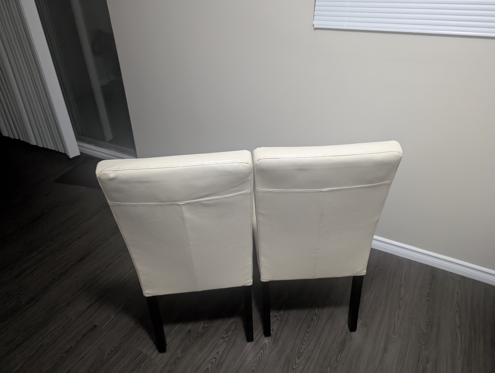 Pair of Off-White Button Tufted Dining Chairs - photo 2