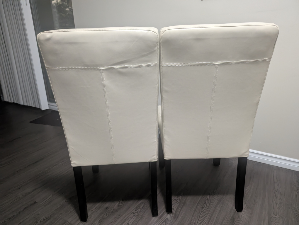 Pair of Off-White Button Tufted Dining Chairs - photo 4