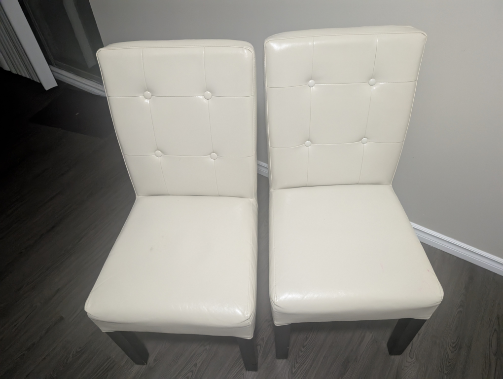Pair of Off-White Button Tufted Dining Chairs - photo 5