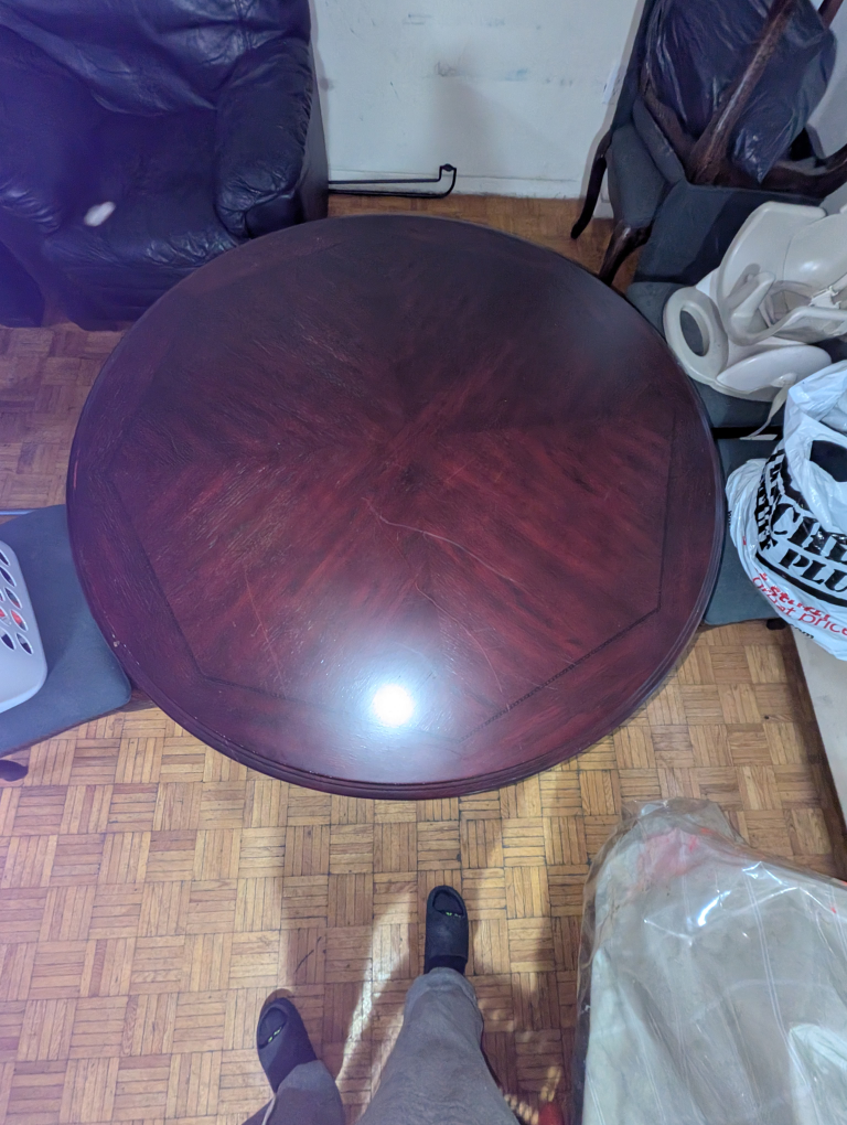 Dark Wood Dining Table and Five Chairs