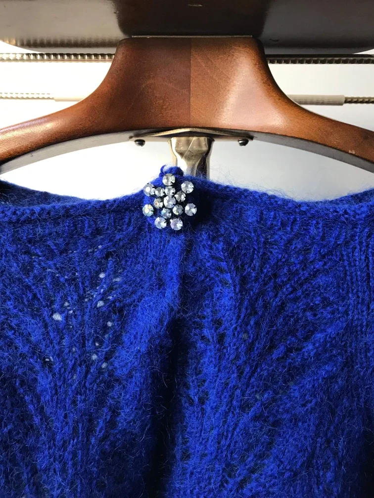 Blue Knitted mohair Bolero sweater image indicator(2)