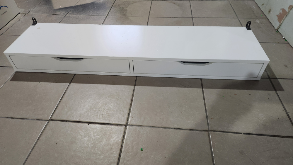 IKEA White Floating Shelf with Two Drawers