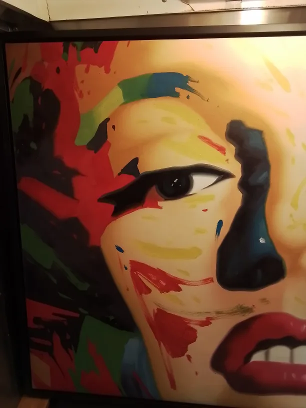 Large framed colourful pop art signed oil painting image indicator(5)