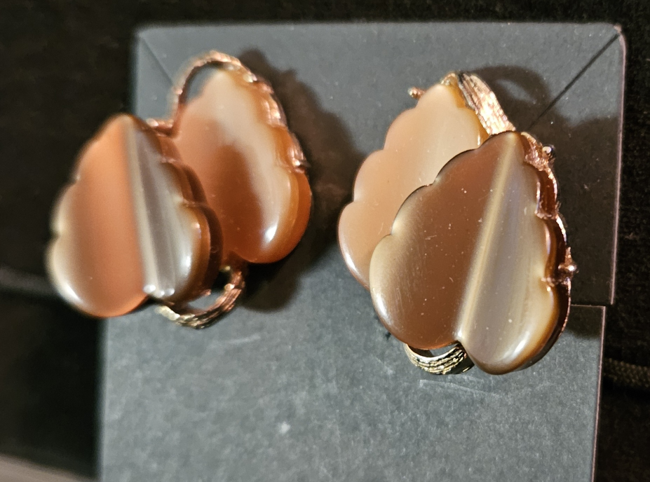 Vintage Coro Leaf Shaped Lucite Clip-On Earrings🍂 - photo 3