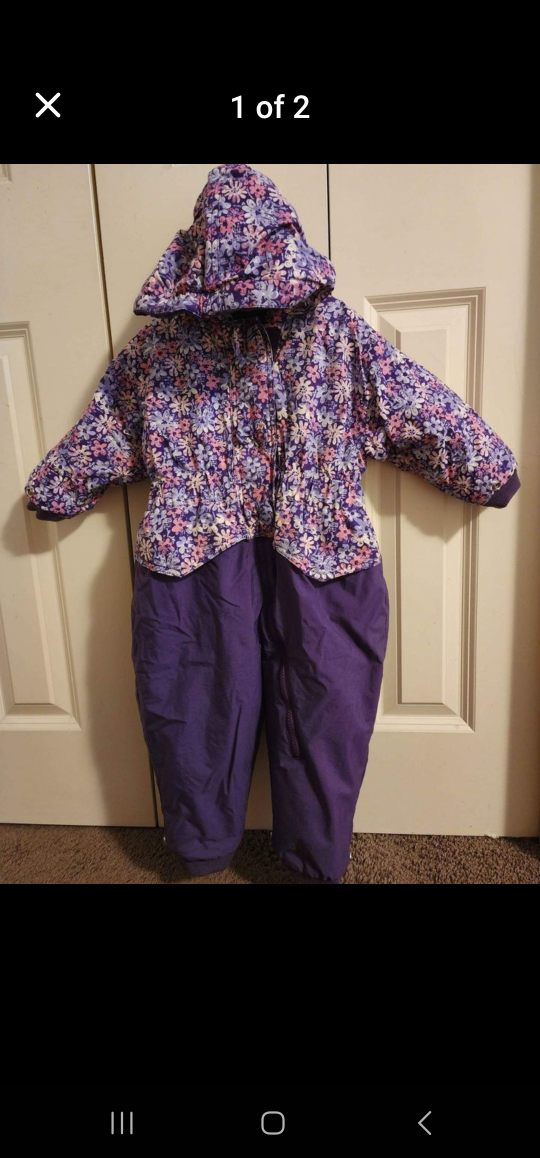 Baby Girl's Purple Floral Snowsuit - Size 24 Months