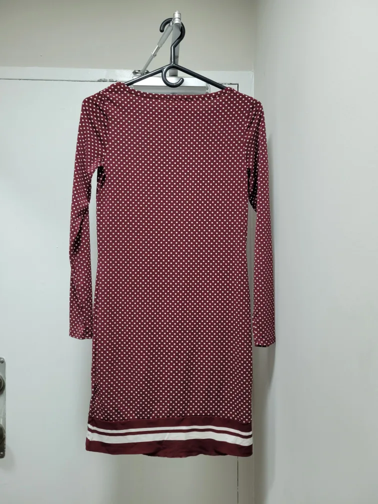 Michael Kors Maroon Polka Dot Mini Dress image indicator(2)